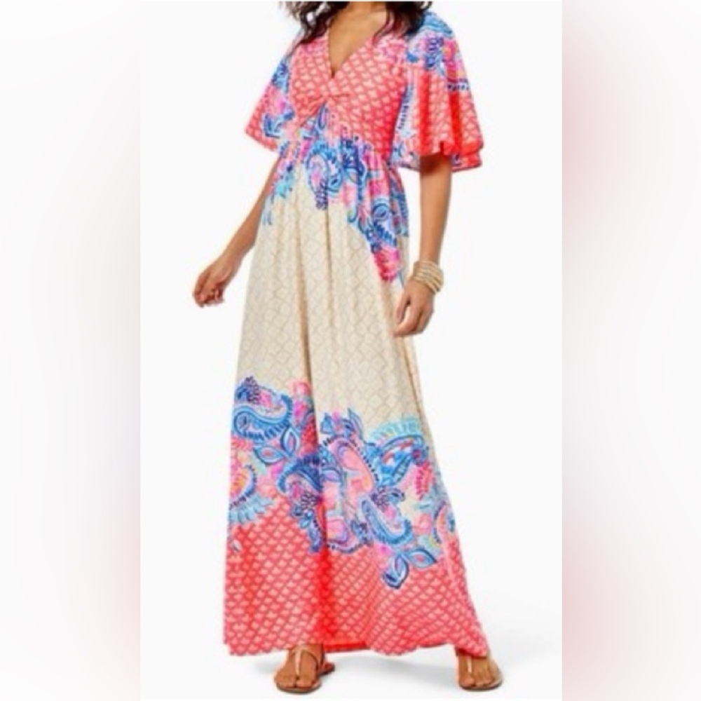 Lilly Pulitzer Minka Maxi NWOT in Coral 🪸 Spritz Beach 🏝️ Size 2